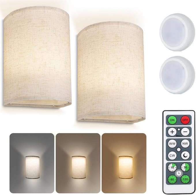 Set van 2 Draadloze Plafondlampen LED Dimbaar met Afstandsbediening - 3 Kleuren