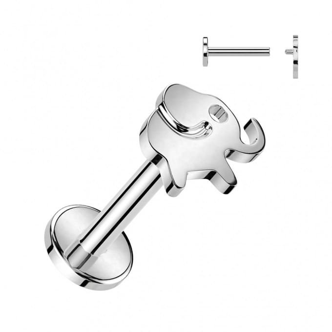 Piercing titanium olifant top 1.2x6 - zilver - LMPiercings