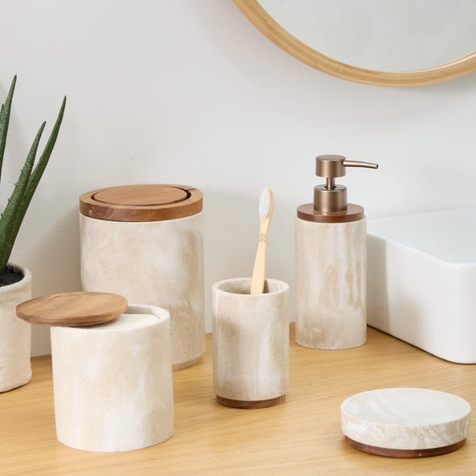 5Five Como Tandenborstelhouder - Marmereffect - Ø7xH11cm - Beige