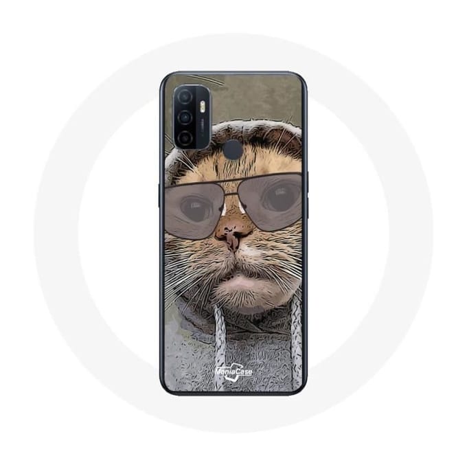 Oppo A53 hoesje Kat met grappige fotokap Dieren