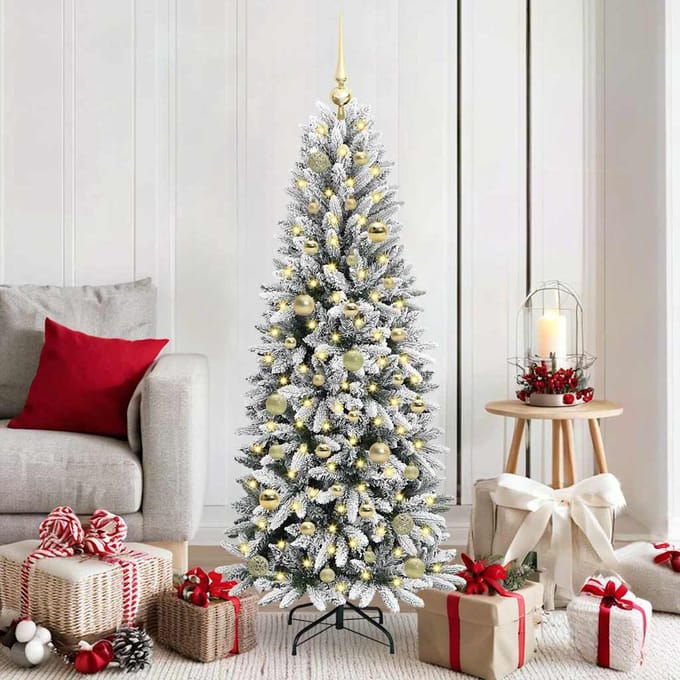 vidaXL - Kunstkerstboom - Wit - 150 - cm - PVC - en - plastic - en - staal - en - PE