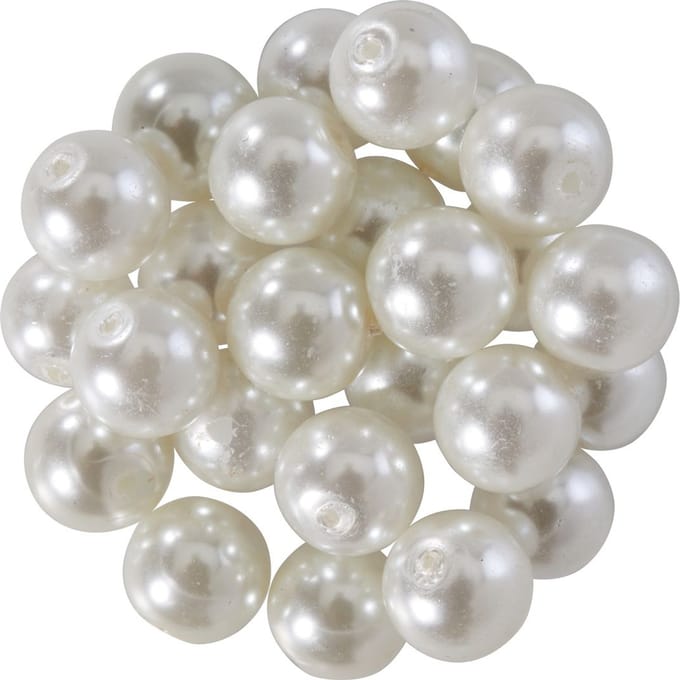 Glazen waskralen, Ø 8mm, 25st., goudgeel (lichtoranje) - Wit