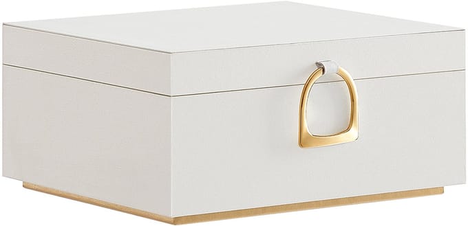 MAZAZU - Sieradenkistje - 2 Laags - Wit - Gouden Handvat - 24x20.5x11