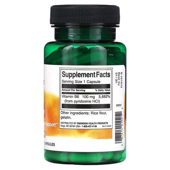 B6 Pyridoxine, 100Mg, 100 Capsules