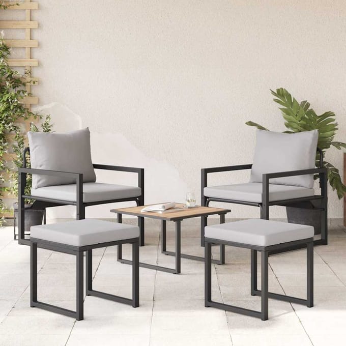 vidaXL - Tuinmeubelen - 4 - st - 2-Aantal - zitplaatsen - Lichtgrijs - Polyester
