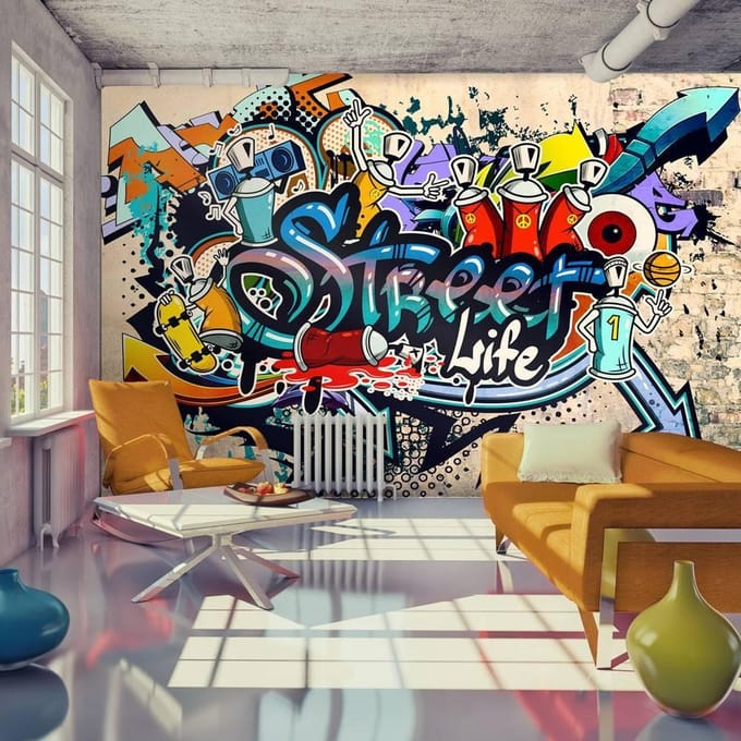 250cm X 175cm - Fotobehang - Street Life, graffiti