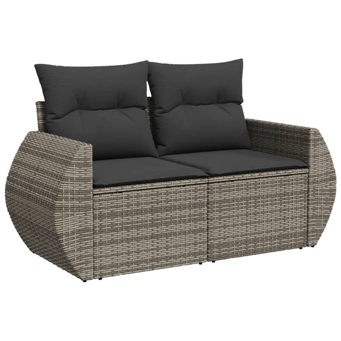 vidaXL - 6-delige - Loungeset - met - kussens - poly - rattan - grijs