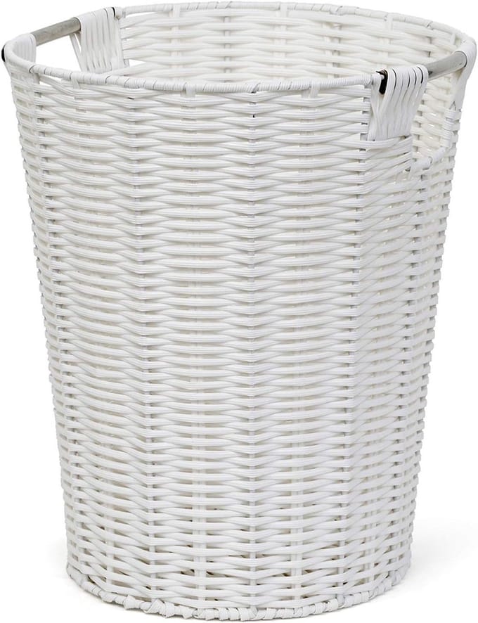 Afvalbak Rond - Prullenmand Papierbak - Thuis Kantoor - Sterke Hars Constructie - 25.5 cm Diameter - Wit