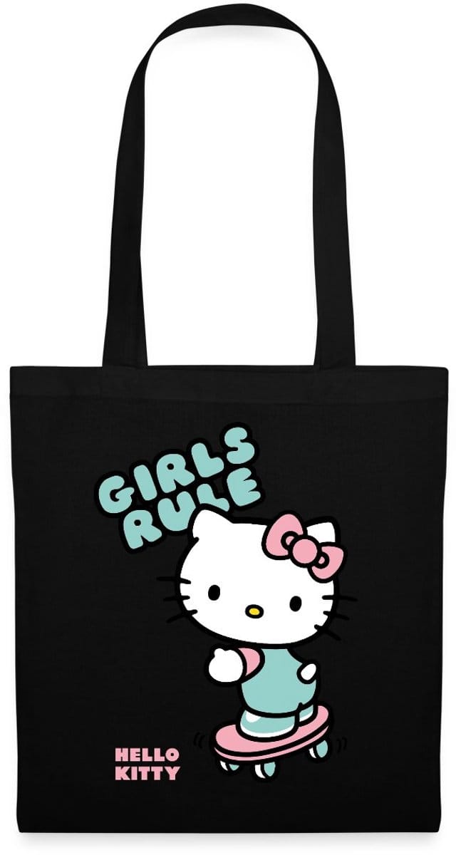 Hello Kitty Op Een Skateboard Met Girls Rules Tas Van Stof Schoudertas