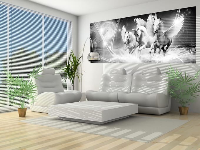 Winged Horse Pegasus Black Photo Wallcovering