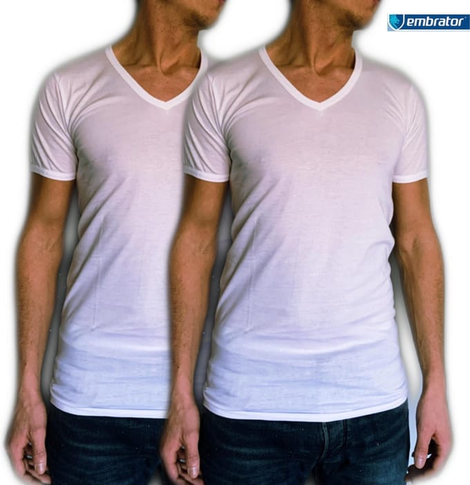 Embrator 2-pack heren T-shirt Invisible met V-hals wit maat M