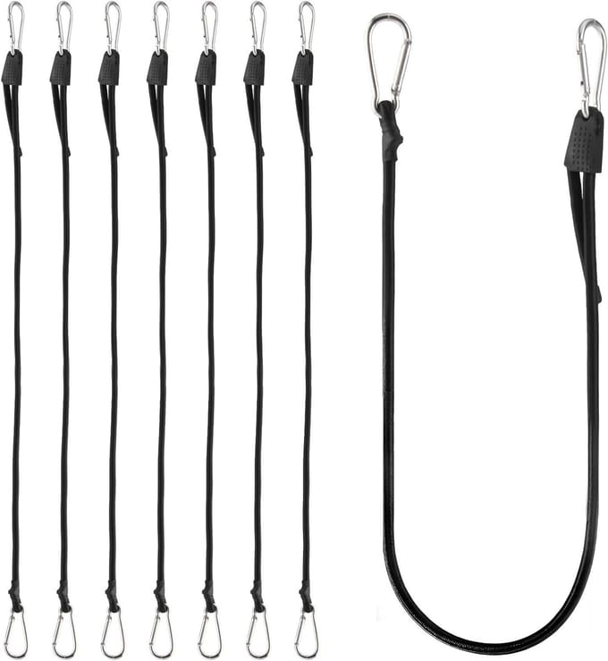 Robuuste elastische spanners met karabijnhaak, 8-delig, 100 cm voor camping, tenten en bagage