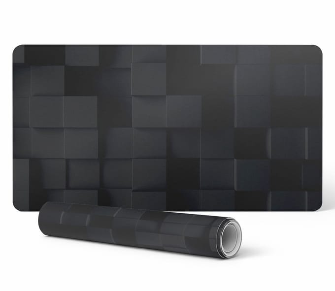 Vinyl bureauonderlegger met bedrukte driedimensionale kubussen 90x45 cm