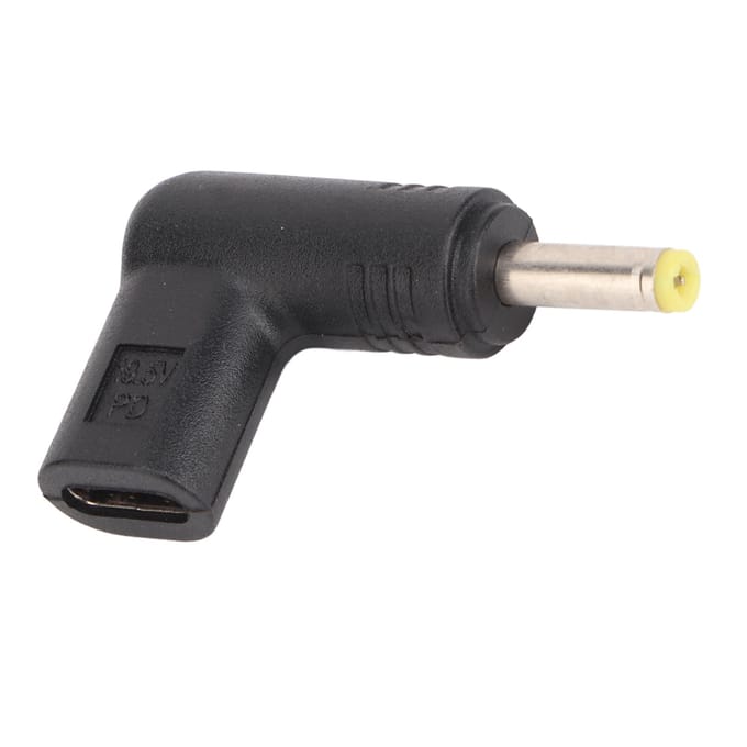 Adaptateur USB C Femelle vers DC 4.0x1.7mm Support Charge Rapide PD 100W USB C vers DC Anglé à 90 Degrés black