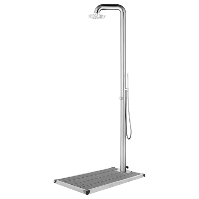 vidaXL - Buitendouche - met - grijze - basis - 230 - cm - roestvrij - staal