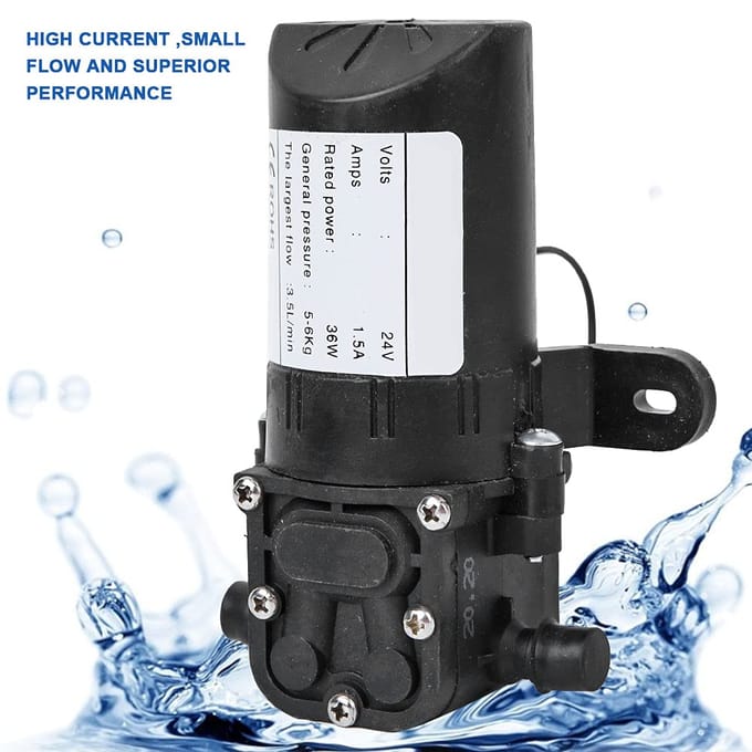 36W Membraanpomp, Maximale Doorstroming 3,5L/min, 12V/24V, Dubbele Rechte Buis, FL-5206 (24 Volt (gelijkstroom))