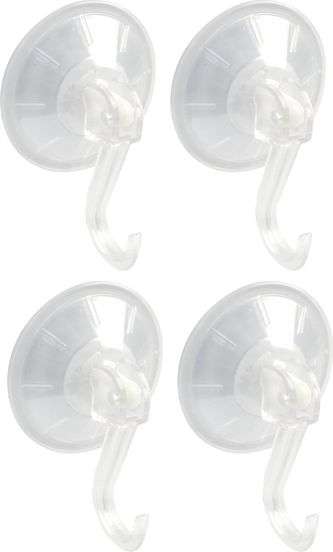 AMIG Ophanghaken met zuignap - 4x - kunststof - transparant - diameter 5,5 cm