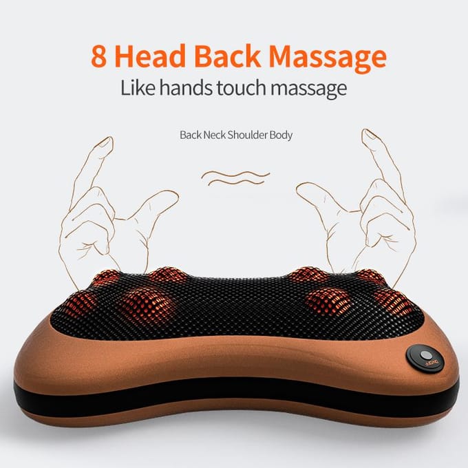 Hoofdmassage Auto Thuis Cervicale Shiatsu Massage Nek Rug Taille Lichaam Elektrisch Multifunctioneel Massagekussen Kussen EU Plug bruin