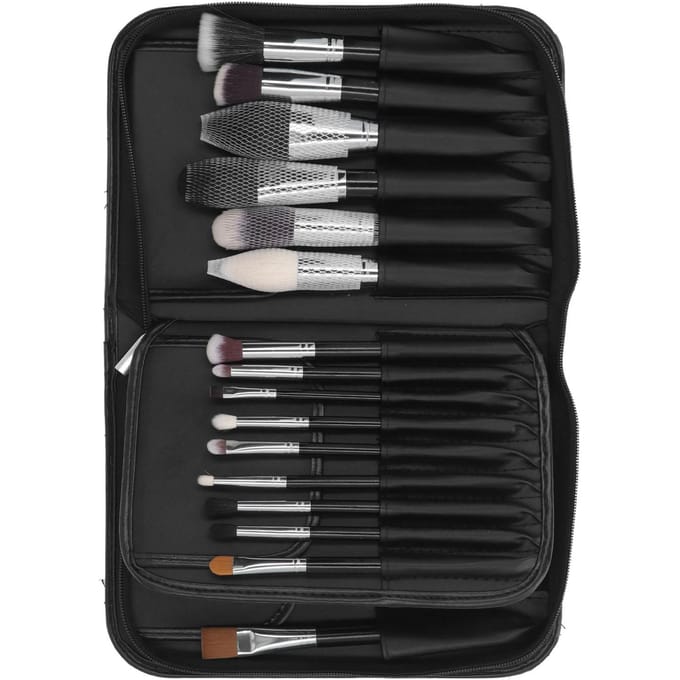 Ensemble de 29 pinceaux de maquillage professionnels pliables, poils de chèvre et manche en bois black
