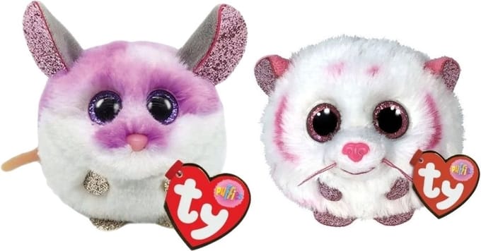 Ty - Knuffel - Teeny Puffies - Colby Mouse & Tabor Tiger