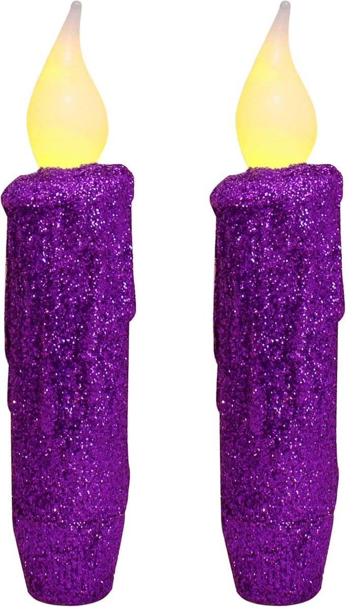 Set van 2 Paarse LED Kaarsen met Vlam Effect en Timer voor Sfeervolle Decoratie