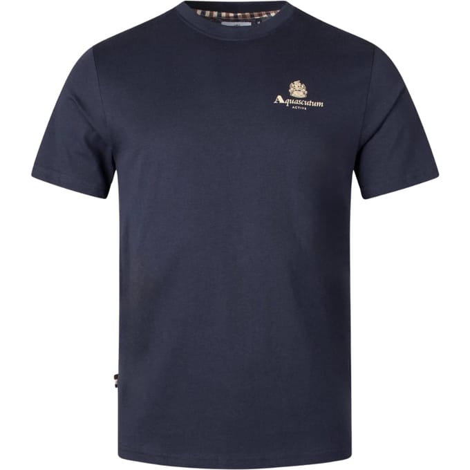 Aquascutum Active T-shirt Met Klein Logo, Marineblauw