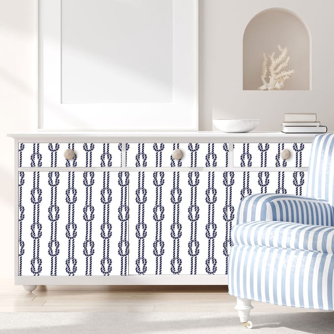 Meubelsticker met nautisch thema en boottouwen, 40 x 60 cm
