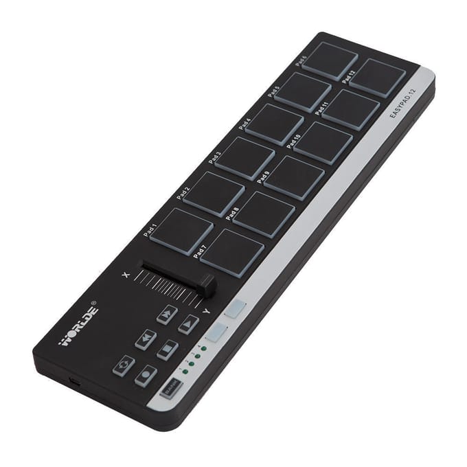 Worlde EasyPad.12 draagbare mini USB 12 drumpad MIDI-controller zwart