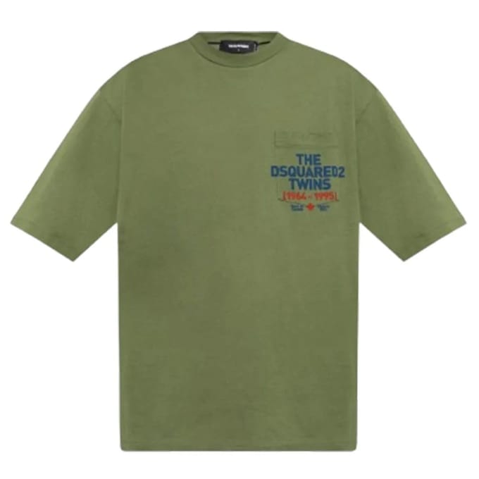 Dsquared2 Pocket Logo Print Saliegroen T-shirt