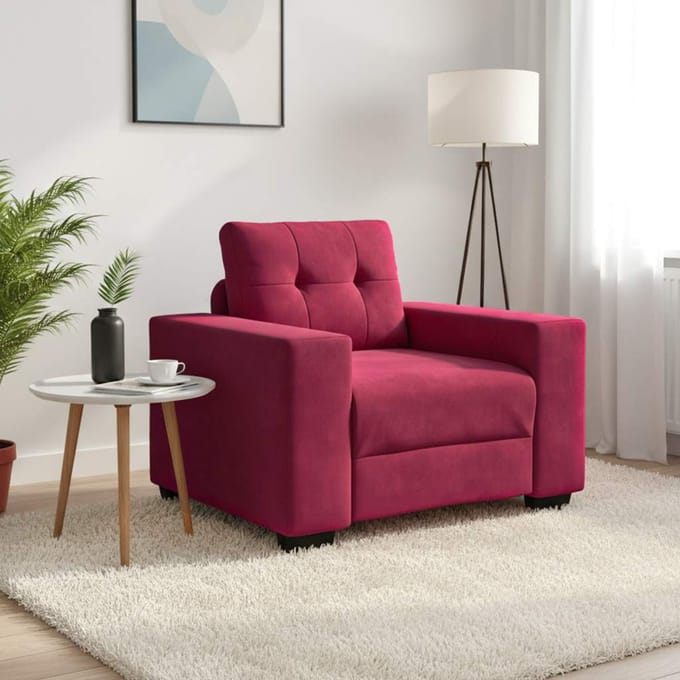 vidaXL - Sofastoel - Wijnrood - 100x78x80 - cm - Fluweel