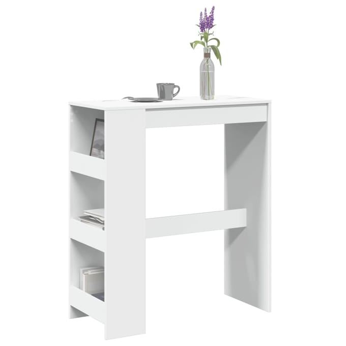 vidaXL - Bartafel - met - rekken - 90x40x103,5 - cm - bewerkt - hout - wit