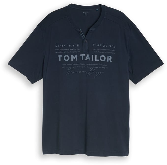 Tom Tailor - Plus Size - Henley-T-shirt in used-look - Maat 2XL - sky captain blue
