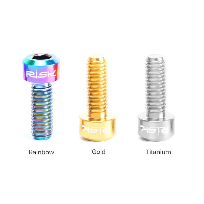 RISK 2PCS Titanium Bouten voor Fiets Duimversteller Vaste Schroeven Hexagon Ti Bevestiging MTB Fietsonderdelen veelkleurig
