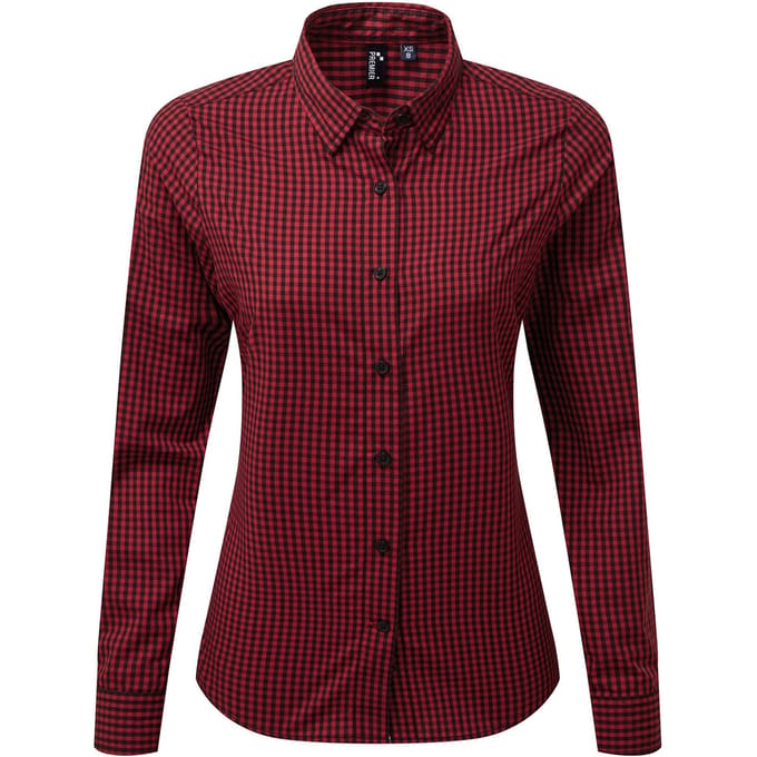 Premier Dames/Dames Maxton Gingham Shirt Met Lange Mouwen (Zwart/Rood)