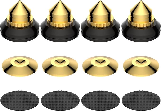 Absorberende luidsprekerspikes - 4 stuks hoogte verstelbaar voor trillingsdemping