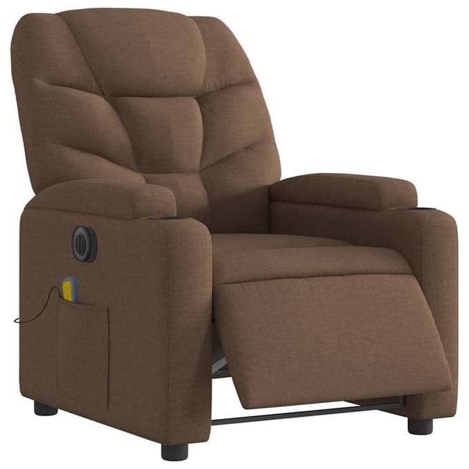 vidaXL - Massagestoel - elektrisch - verstelbaar - stof - bruin