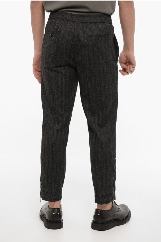 Slim Fit Virgin Wool-broek met enkelrits in grijs