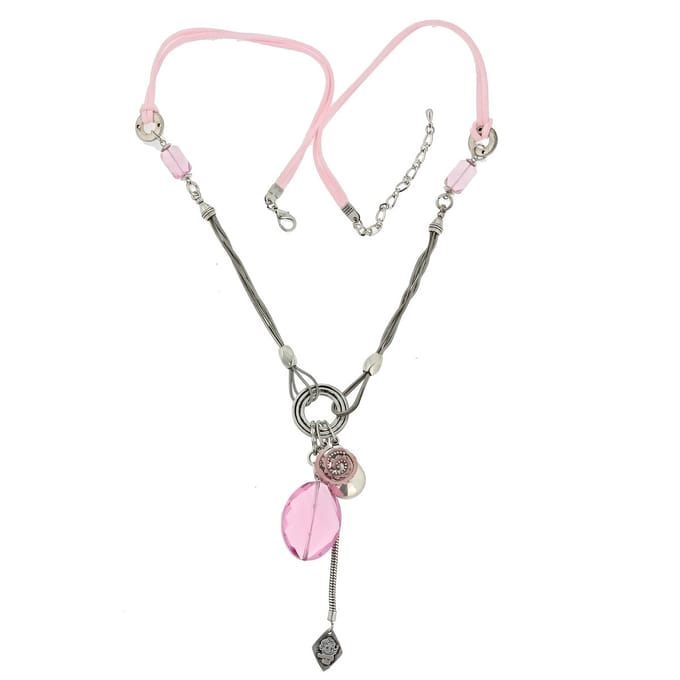 Behave - Lange ketting - Romantische stijl - Roze hanger engel - 60 cm