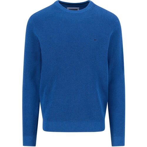 Fynch-Hatton Trui Uni Color O-Neck Structure Supersoft Cotton Harbor Blue / male