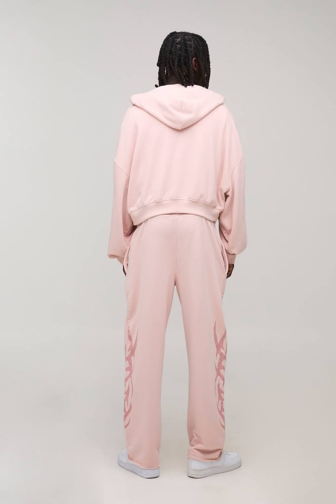 Baggy Fit Joggingbroek Met Tribal Print En Lussenrug | Pink | Size Medium