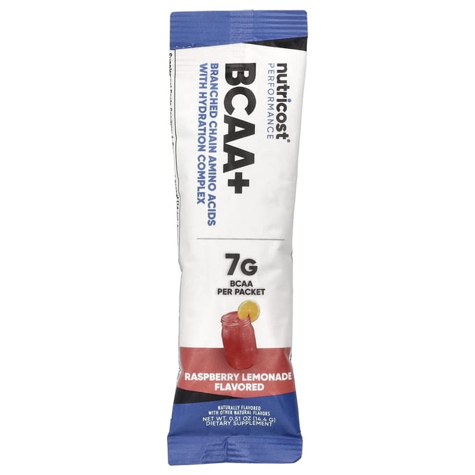 Nutricost, Performance Athlétique, BCAA+, Limonade Framboise, 20 Sachets, 0,5 oz (14 grammes) Chaque