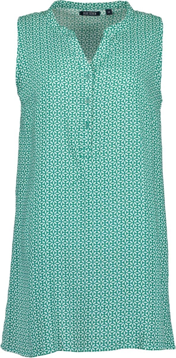 Blue Seven dames top/blouse - Blouse mouwloos - groen/wit - 180187 - maat 42
