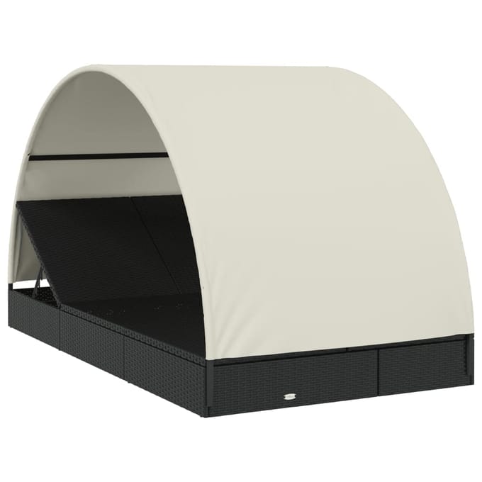 vidaXL - Ligbed - 2-persoons - met - rond - dak - 211x112x140 - cm - poly - rattan - zwart