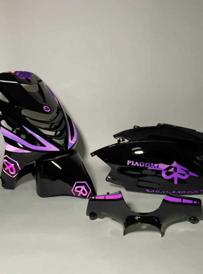 Piaggio Zip Stickerset - Crossed - Roze/paars cameleon