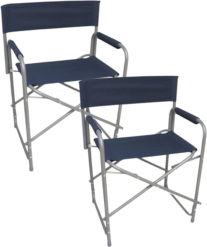Gerimport camping buiten klapstoel - 2x - donkerblauw - L46 x B60 x H80 cm