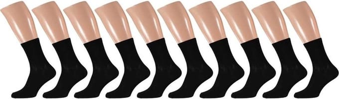 Apollo basic herensokken - zwart - 10x paar - voordeelpak - katoen/polyester 41-46