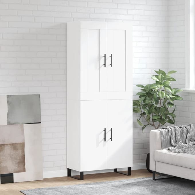 Vidaxl Witte Vitrinekast, Wit, 69,5X34X180 Cm, Materiaal Houtvezelplaat