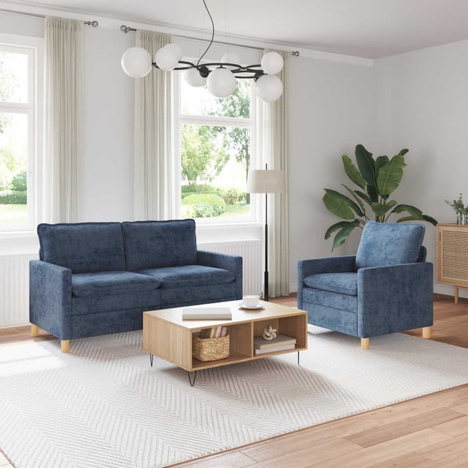 vidaXL - Bankstel - 2 - st - Blauw - Polyester