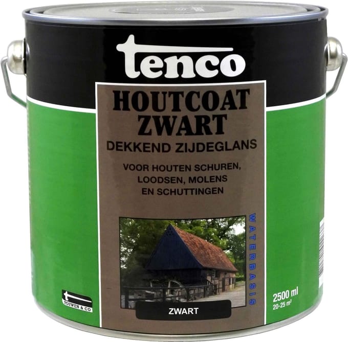 Tenco houtcoat zwart waterbasis zijdeglans - 2,5 liter