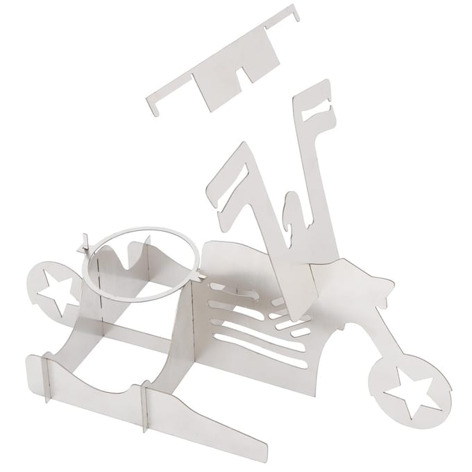 Draagbaar Kippengrillrek Roestvrij Staal Motorfietsvorm BBQ Braadrooster Stand Levering white